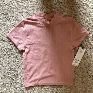 Alo yoga Seamless Pointelle Mock Neck Short Sleeve Top. Size: L. Vintage pink.